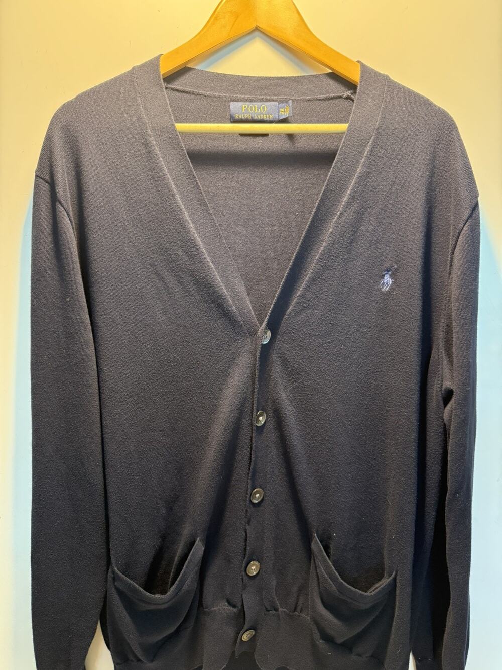 Polo Ralph Lauren Mens Pima Cotton Sweater Cardigan XXL Navy V Neck Prep NWOT